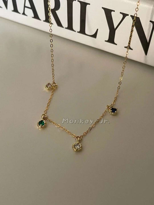 4 Diamonds Stone Gold Necklace